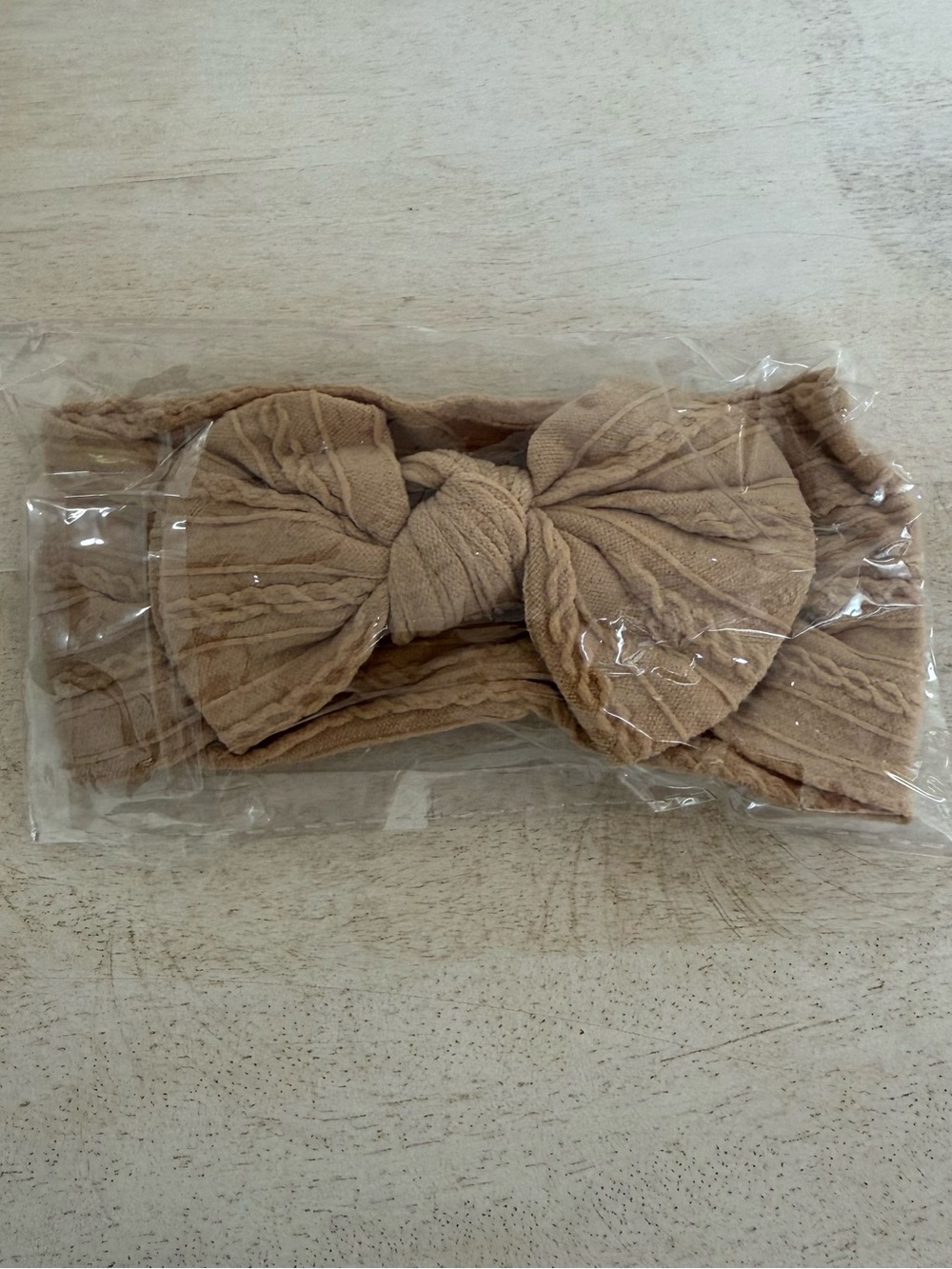 NWT Neutral Tan Knotted Baby Bow Headband